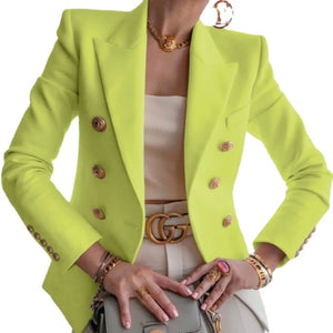 Female Slim Solid Jacket Lady Office Work Suit Vestido Black Blazers Women 2023 Single-button Outwear All-match Long Sleeve Coat