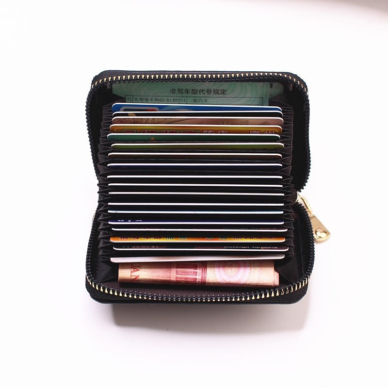 Business Card Holder Wallet Women/men Gray Bank/ID/Credit Card Holder 20 Bits Card Wallet PU Leather Protects Case Coin Purse | TageUnlimited
