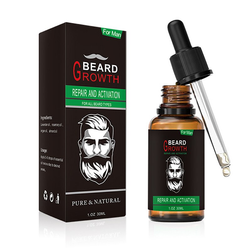 Men Beard Growth Essential Oil Organic Plant Lavender Rosemary Argan Fragrance Liquid Facial Hair Loss Repair Skin Health Care | TageUnlimited