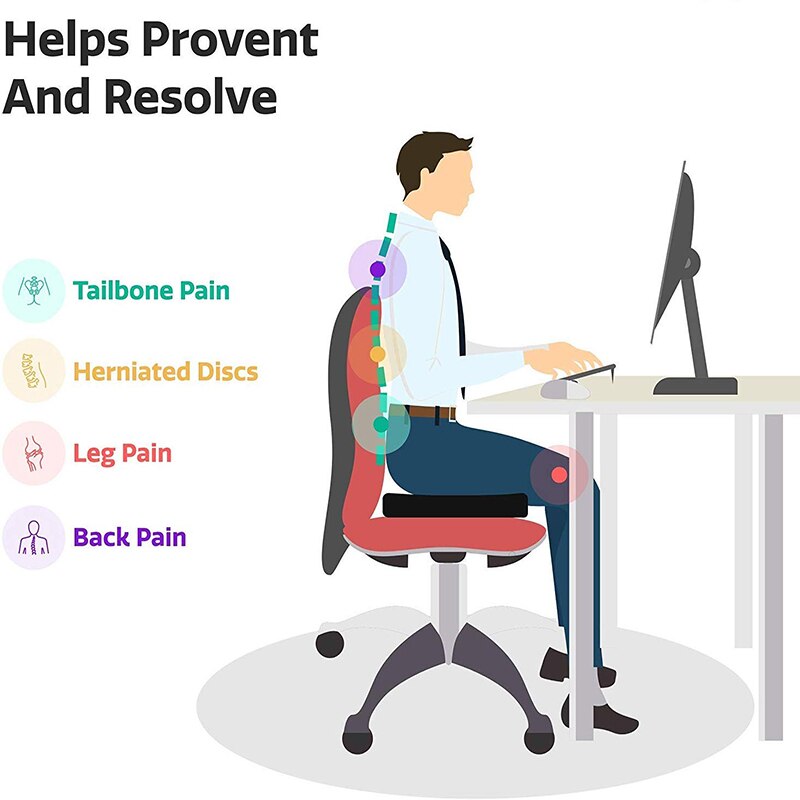 Coccyx Orthopedic Memory Foam Cushion Seat Massage Chair Gel Cushion Pad Car U-Shape Seat Cushion Travel Breathable Seat Cushion | TageUnlimited