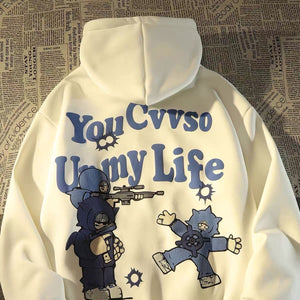 American retro hiphop sweater letter anime hoodie men and women lovers on high street streetwear y2k women vibe oversized hoodie | 0 | TageUnlimited