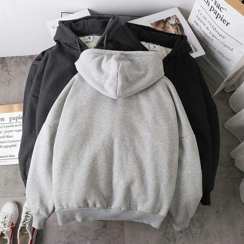 Zipper Black Sweater Women Casual Hoodie For Women Harajuku Casual Solid Jacket Thin Fleece Sweatshirt Plus Coat | 0 | TageUnlimited