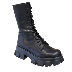 Women Mid Calf Boots Autumn Winter Boots Woman Fashion Lace-up Ladies Chelsea Zipper Botas Mujer Platform Heel Ladies Shoes | TageUnlimited