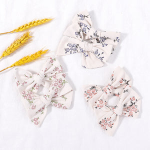 2Pcs/Set Sweet Flower Print Bowknot Hair Clips for Cute Baby Girls Cotton Bows Hairpins Barrettes Headwear Kids Hair Accessories | TageUnlimited