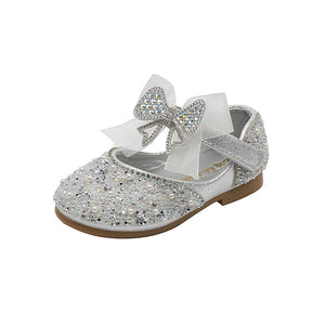 New Children Sequined Leather Shoes Girls Princess Rhinestone Bowknot Single Shoes Fashion Baby Kids Wedding Shoes | TageUnlimited