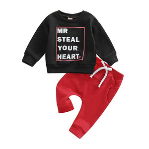 0-3Years Toddler Boys Spring Autumn Outfit Sets Long Sleeve O Neck Letter Print Tops Solid Drawstring Pant | TageUnlimited