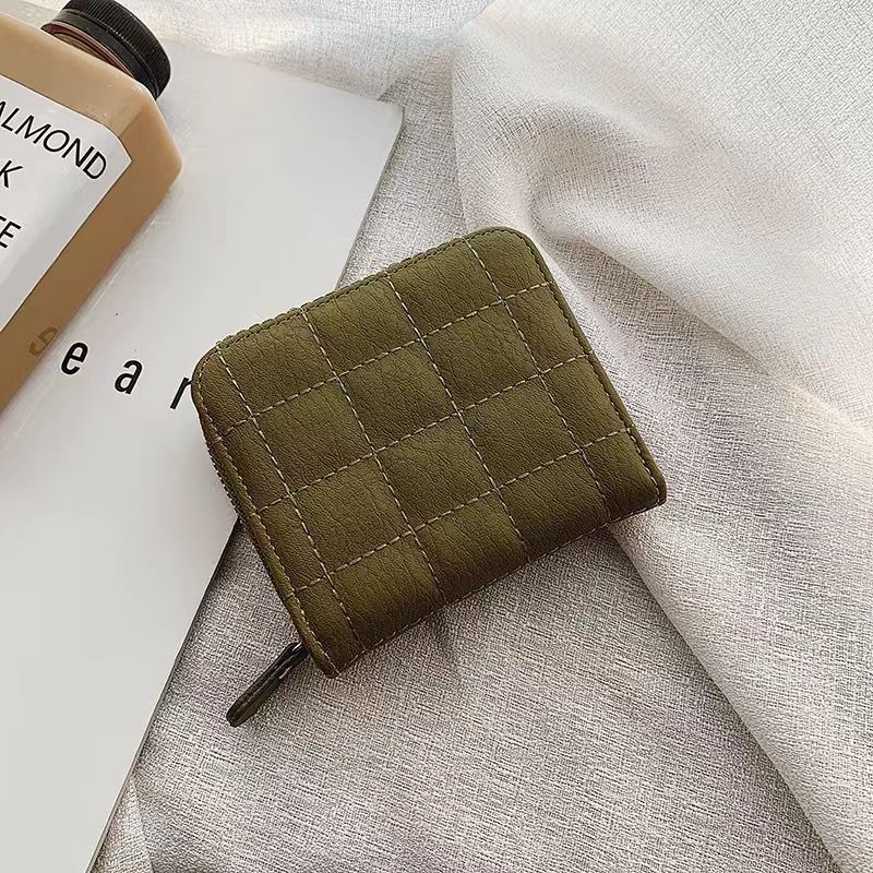 Fashion Short Wallets for Women PU Leather Female Plaid Purses Card Holder Wallet Small Zipper Wallet with Coin Purse Clutch Bag | TageUnlimited
