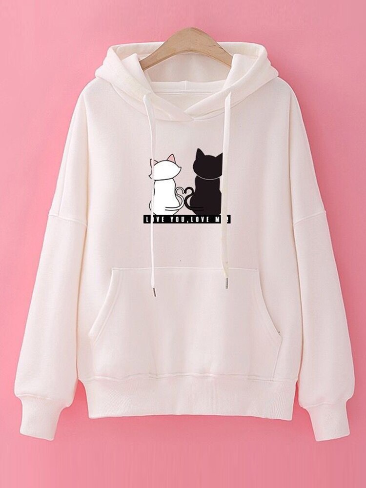 Streetwear Hoodies Fashion Women Sweatshirt Autumn Winter Long Sleeve Harajuku Hooded Sweater Korean Cartoon Cat sudadera mujer | 0 | TageUnlimited