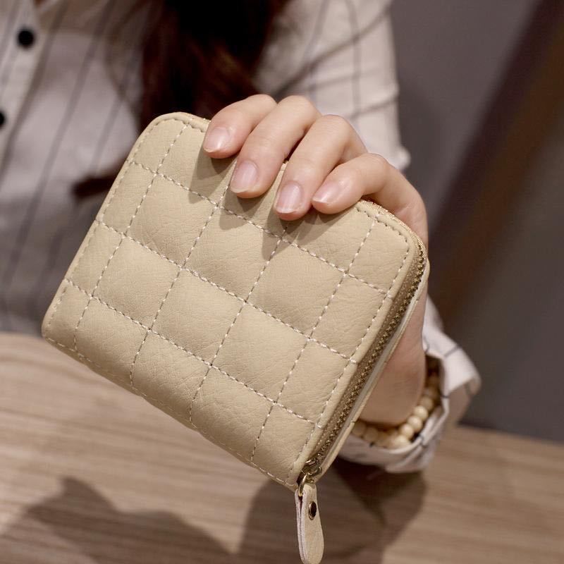 Fashion Short Wallets for Women PU Leather Female Plaid Purses Card Holder Wallet Small Zipper Wallet with Coin Purse Clutch Bag | TageUnlimited