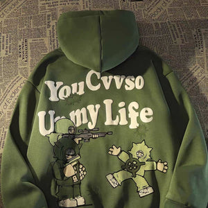 American retro hiphop sweater letter anime hoodie men and women lovers on high street streetwear y2k women vibe oversized hoodie | 0 | TageUnlimited
