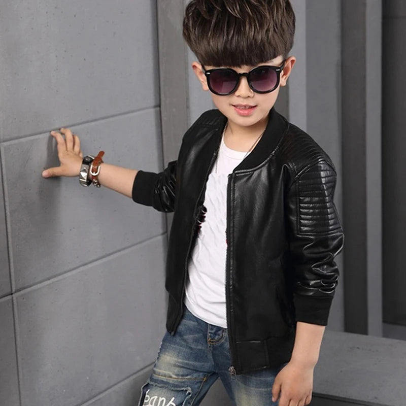 Children Leather Coat Spring And Autumn Clothing Korean boys PU leather jacket