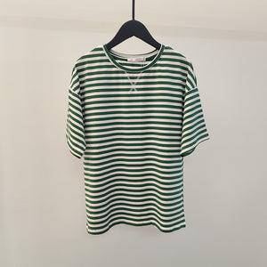 Summer Short Sleeve Striped T-Shirts Women Knitted Basic Casual Tops Female Cozy Loose Cotton Tees Harajuku Shirt | TageUnlimited