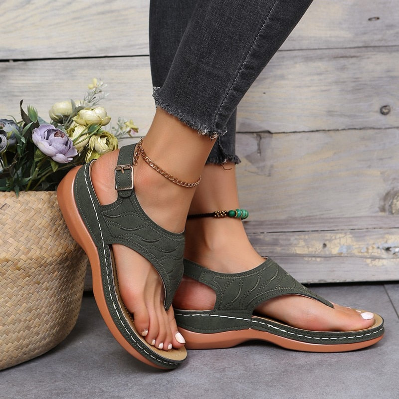 Summer Oxford Women Sandals Flats Slippers Pu Leather Flip Flops Belt Buckle Female Shoes New Rome Fashion Women Slides | TageUnlimited