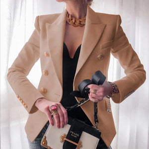 Female Slim Solid Jacket Lady Office Work Suit Vestido Black Blazers Women 2023 Single-button Outwear All-match Long Sleeve Coat