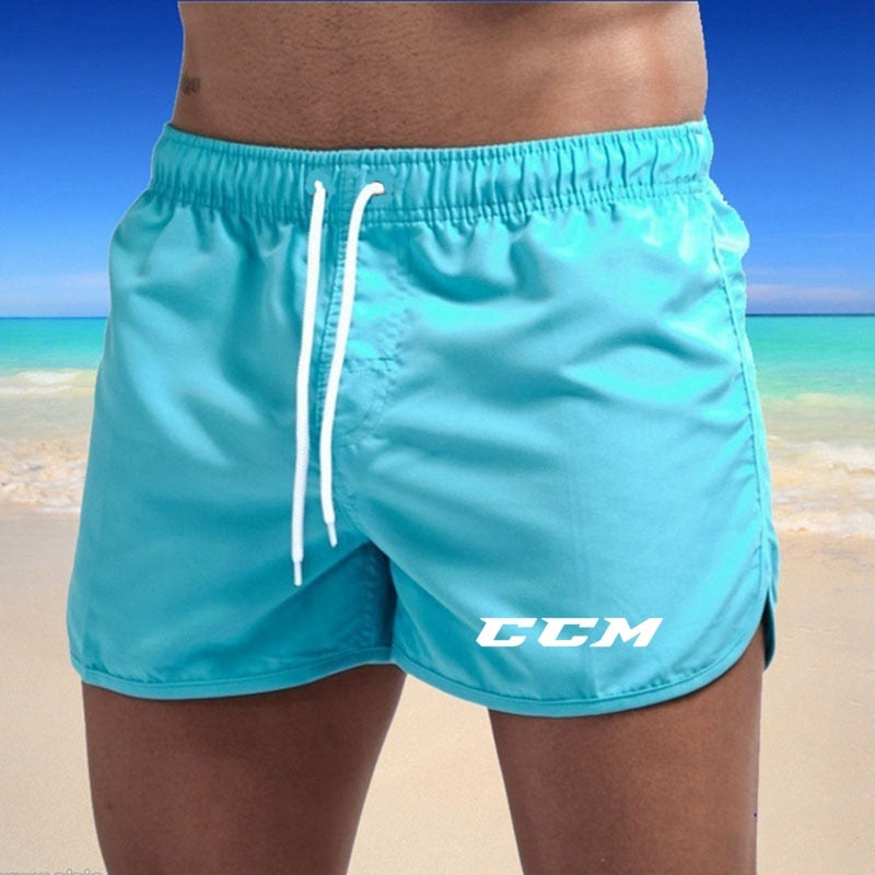CCM Brand Men Stretch Swim Trunks Quick Dry Beach Shorts Drawstring Boxer Briefs Soccer Tennis Training Short | TageUnlimited