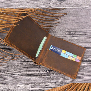 Handmade Personalised Leather Wallet for Men Slim Breif Men Wallets Short Vintage Retro Manmade Wallet Money Bags | TageUnlimited