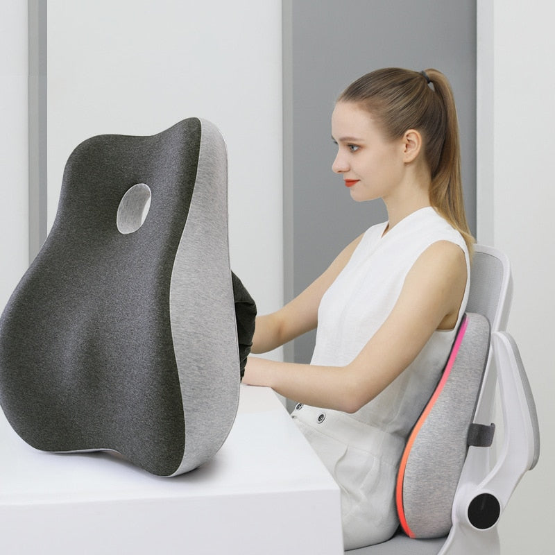 Memory Foam Office Chair Cushion Car Seat Support Waist Pillow Massage Lumbar Orthopedic Pillow Buttock Coccyx Cushion Back Pads | TageUnlimited