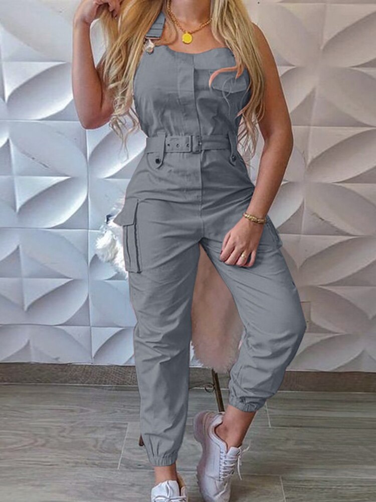 Cargo Jumpsuit Summer New Fashion Female Rompers Playsuits Belt Suspenders Pants Jump Suits for Women Minimalist Trousers | TageUnlimited