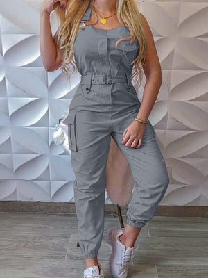 Cargo Jumpsuit Summer New Fashion Female Rompers Playsuits Belt Suspenders Pants Jump Suits for Women Minimalist Trousers | TageUnlimited