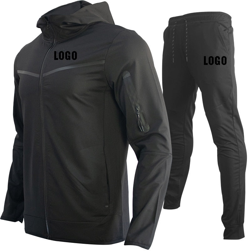 Tech Custom logo Men's Tracksuits Set Long Sleeve Causal Full Zip Running Sports Sweatsuit For Men 2 Piece Outfits | TageUnlimited