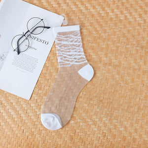 Sexy Lace Women Socks Summer Ultra-thin Transparent Mesh Fishnet Short Socks Harajuku Casual Breathable Black White Crew Socks | TageUnlimited