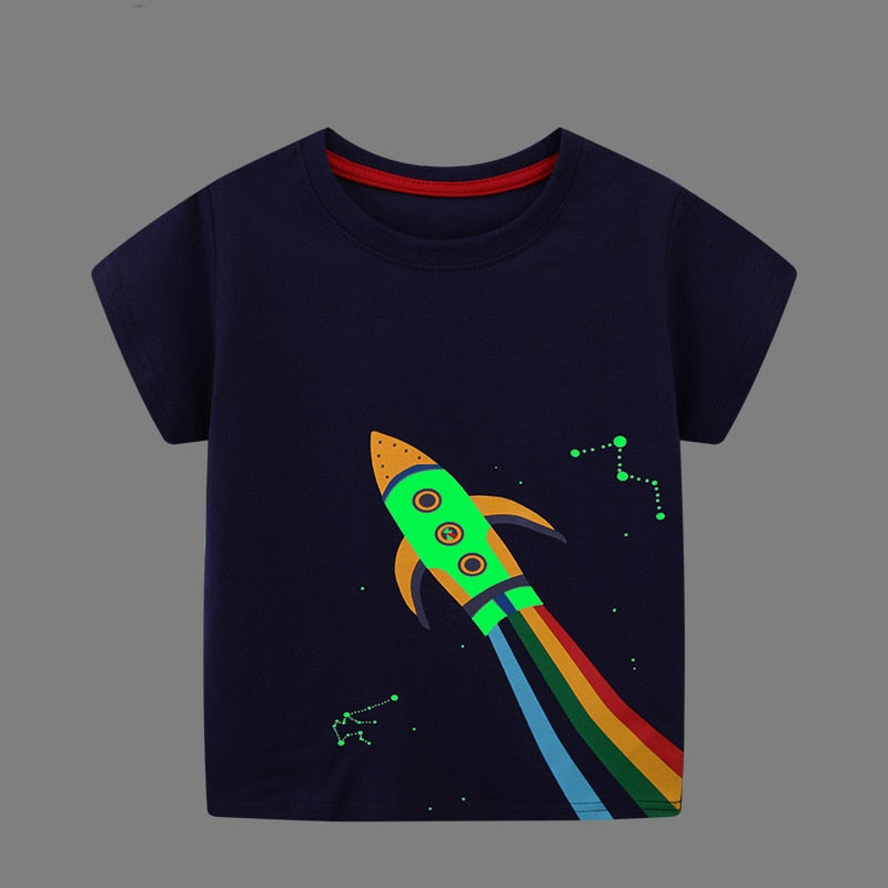 New Fashion Boys T-shirt Summer Luminous Dinosaur Animal Cotton Causal Clothes Lovely Tops for Kids 2-7 year | TageUnlimited