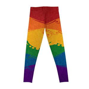 Fancy Swooped and Swirled LGBTQ Pride Rainbow Flag Background Leggings Sportswear sporty woman gym new in pants & capris