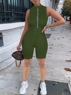 Jump Suits Women Sexy Bodycon Jumpsuits Sleeveless New Zipper Overall Tight Skinny Sport Casual Jumpsuit Outfits Women PR1488G | TageUnlimited