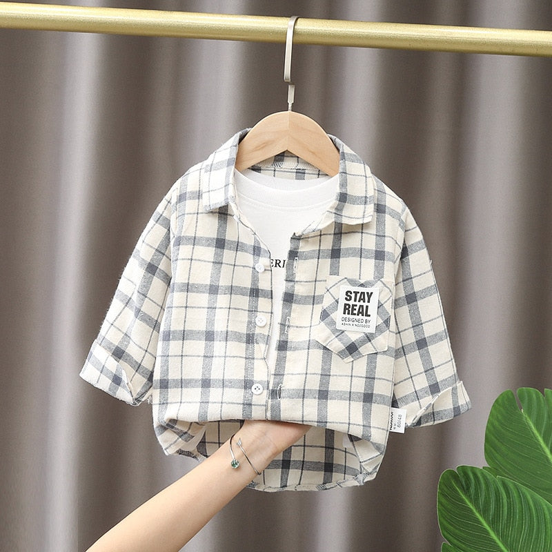 IENENS Spring Thin Shirts Baby Boys Long Sleeve Striped Print Shirts Kids Tops Tees Shirts Casual Blouse | TageUnlimited