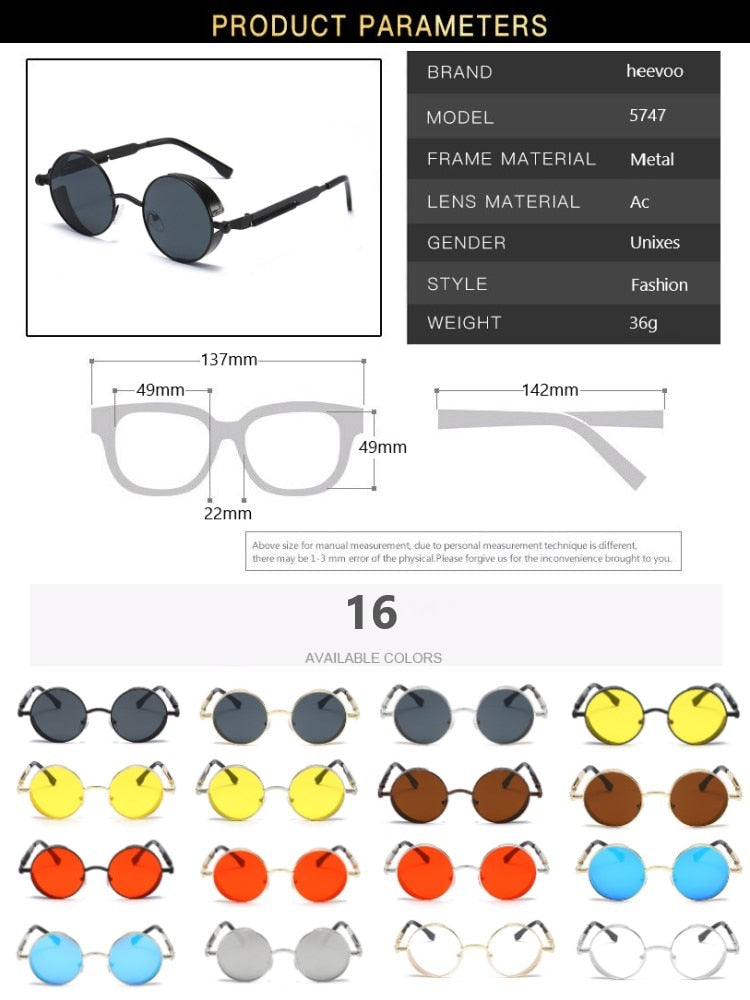 Metal Steampunk Sunglasses Men Women Fashion Round Glasses Brand Designer Vintage Sun Glasses High Quality | TageUnlimited