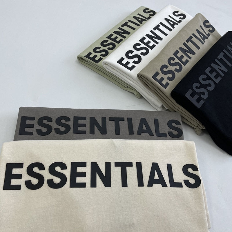 ESSENTIALS T-shirt Loose Rubber Letter logo Ovesized Short Sleeve Hip hop Unisex 100% Cotton Sports Tees | TageUnlimited