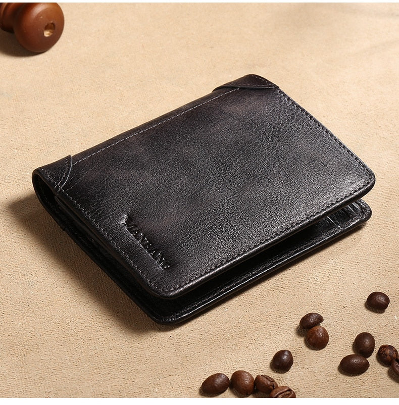 Manbang Men Wallets RFID Genuine Leather Trifold Wallets For Men with ID Window and Credit Card Holder | TageUnlimited