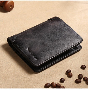 Manbang Men Wallets RFID Genuine Leather Trifold Wallets For Men with ID Window and Credit Card Holder | TageUnlimited