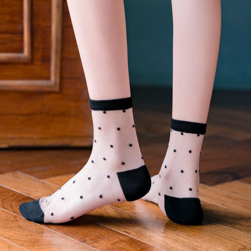 Sexy Lace Women Socks Summer Ultra-thin Transparent Mesh Fishnet Short Socks Harajuku Casual Breathable Black White Crew Socks | TageUnlimited
