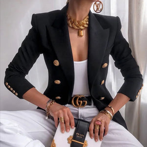 Female Slim Solid Jacket Lady Office Work Suit Vestido Black Blazers Women 2023 Single-button Outwear All-match Long Sleeve Coat