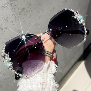 Luxury Brand Design Vintage Rimless Rhinestone Sunglasses Women Men Fashion Gradient Lens Sun Glasses Shades for Female | TageUnlimited