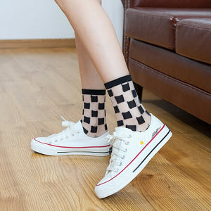 Sexy Lace Women Socks Summer Ultra-thin Transparent Mesh Fishnet Short Socks Harajuku Casual Breathable Black White Crew Socks | TageUnlimited