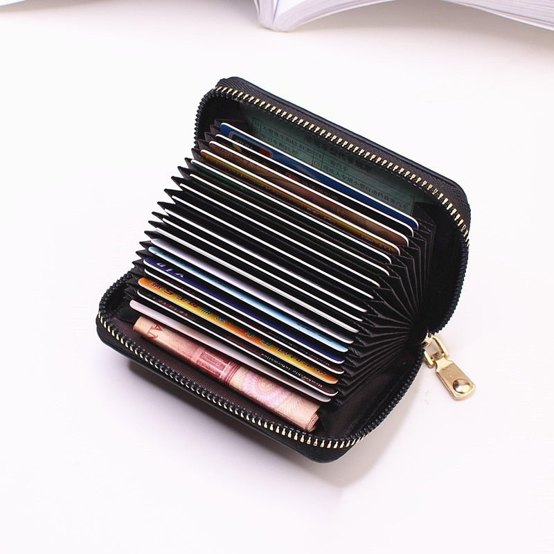 Business Card Holder Wallet Women/men Gray Bank/ID/Credit Card Holder 20 Bits Card Wallet PU Leather Protects Case Coin Purse | TageUnlimited