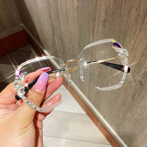 Luxury Brand Design Vintage Rimless Rhinestone Sunglasses Women Men Fashion Gradient Lens Sun Glasses Shades for Female | TageUnlimited