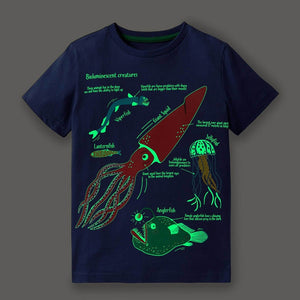 New Fashion Boys T-shirt Summer Luminous Dinosaur Animal Cotton Causal Clothes Lovely Tops for Kids 2-7 year | TageUnlimited