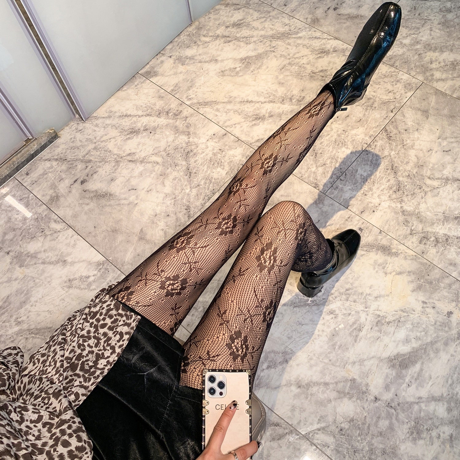 Sexy Black Silk Pantyhose Letter Bow Women's Large Size Temptation Hollow Perspective Fishnet Bottoming Socks Lolita  nylon | TageUnlimited