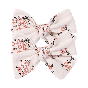 2Pcs/Set Sweet Flower Print Bowknot Hair Clips for Cute Baby Girls Cotton Bows Hairpins Barrettes Headwear Kids Hair Accessories | TageUnlimited