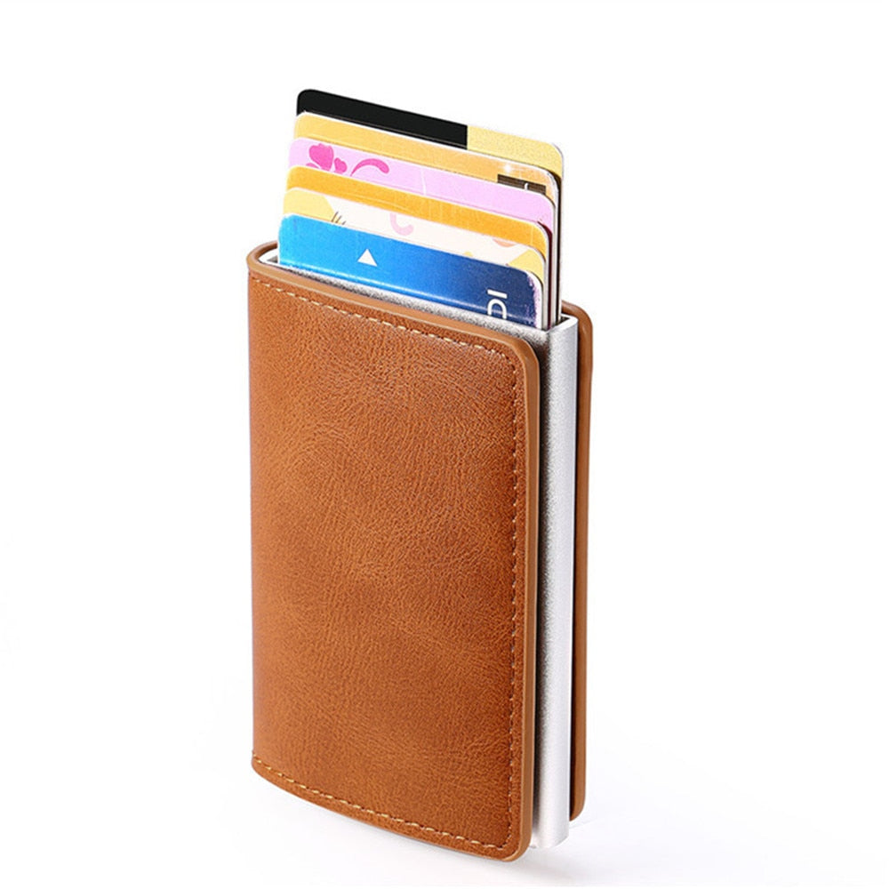 Credit Card Holder Wallet Men Women RFID Aluminium Bank Cardholder Case Vintage Leather Wallet with Money Clips | TageUnlimited