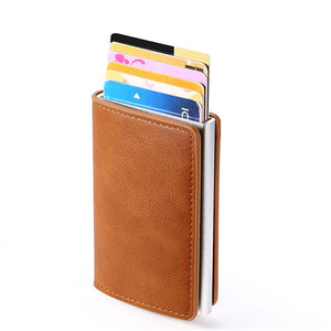 Credit Card Holder Wallet Men Women RFID Aluminium Bank Cardholder Case Vintage Leather Wallet with Money Clips | TageUnlimited
