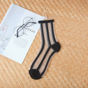 Sexy Lace Women Socks Summer Ultra-thin Transparent Mesh Fishnet Short Socks Harajuku Casual Breathable Black White Crew Socks | TageUnlimited