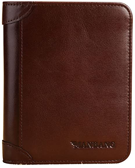 Manbang Men Wallets RFID Genuine Leather Trifold Wallets For Men with ID Window and Credit Card Holder | TageUnlimited