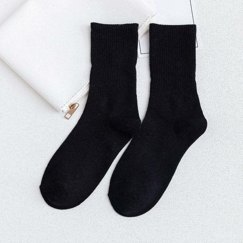 Solid Striped Black White Short Socks for Woman Harajuku Hip Hop Skateboard Crew Socks Cotton Casual Unisex Men/Women&#39;s Socks | TageUnlimited