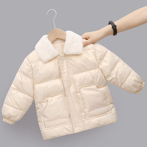 Winter Children Warm Cotton Jackets Rabbit Fur Collar Coats Baby Short Quilted Jacket Kids Clothes Girl Boy Outerwear | TageUnlimited