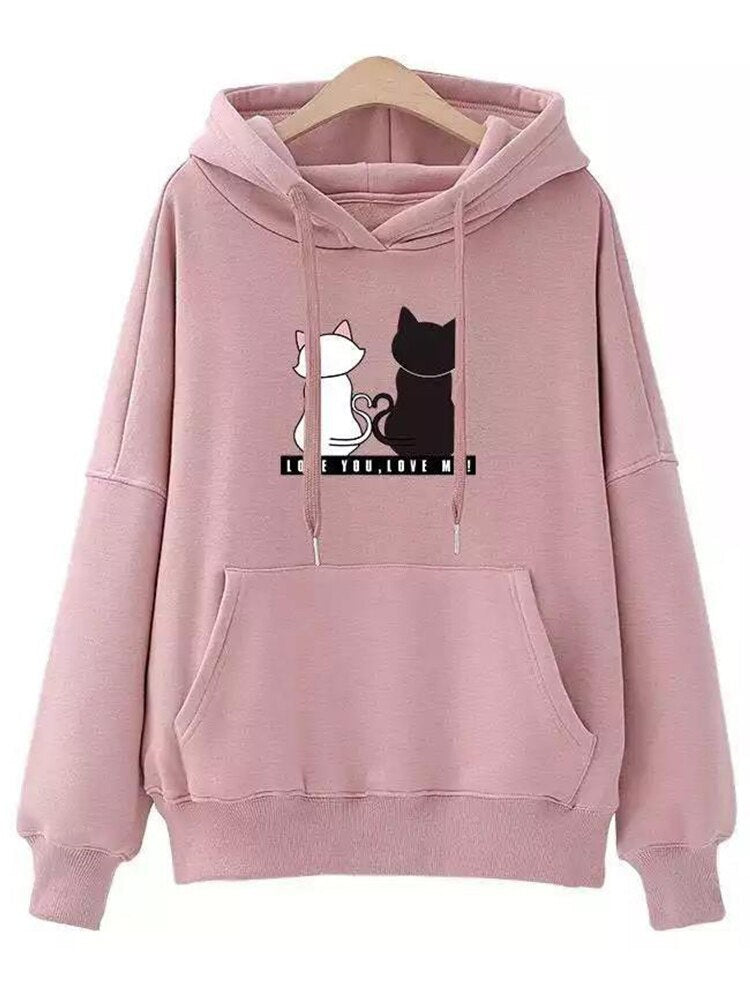 Streetwear Hoodies Fashion Women Sweatshirt Autumn Winter Long Sleeve Harajuku Hooded Sweater Korean Cartoon Cat sudadera mujer | 0 | TageUnlimited