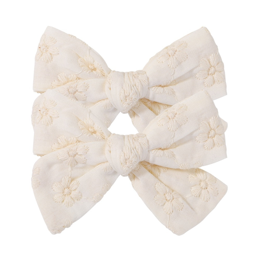 2Pcs/Set Sweet Flower Print Bowknot Hair Clips for Cute Baby Girls Cotton Bows Hairpins Barrettes Headwear Kids Hair Accessories | TageUnlimited
